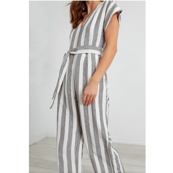 Rails Angela Cypress‎ Stripe Linen Blend Jumpsuit  XS Summer vacation travel - Picture 6 of 13
